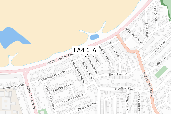 LA4 6FA map - large scale - OS Open Zoomstack (Ordnance Survey)