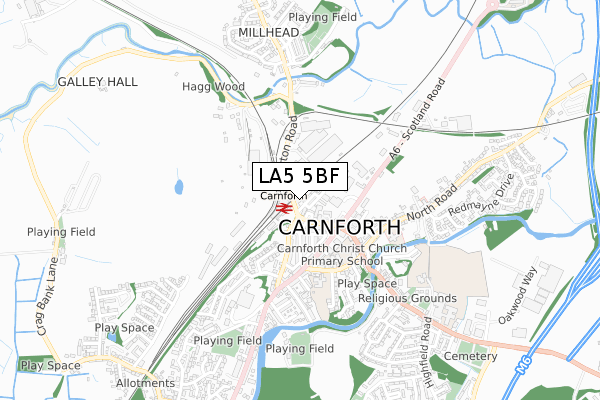 LA5 5BF map - small scale - OS Open Zoomstack (Ordnance Survey)