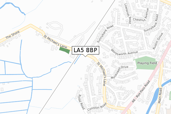 LA5 8BP map - large scale - OS Open Zoomstack (Ordnance Survey)