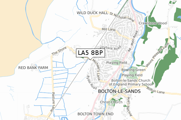 LA5 8BP map - small scale - OS Open Zoomstack (Ordnance Survey)