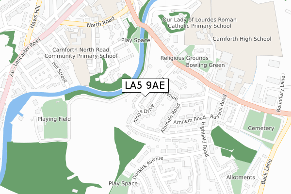 LA5 9AE map - large scale - OS Open Zoomstack (Ordnance Survey)