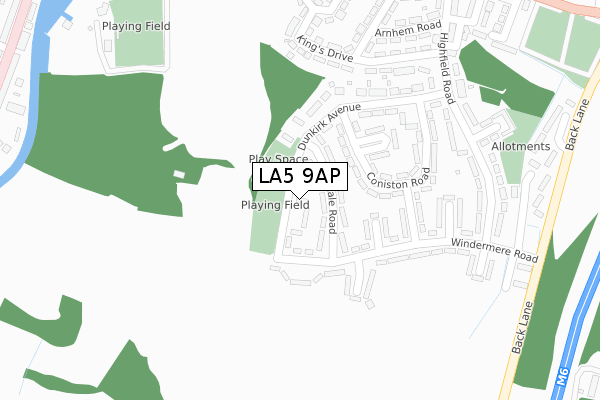 LA5 9AP map - large scale - OS Open Zoomstack (Ordnance Survey)