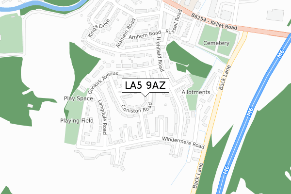 LA5 9AZ map - large scale - OS Open Zoomstack (Ordnance Survey)