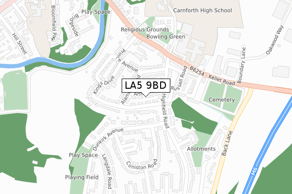 LA5 9BD map - large scale - OS Open Zoomstack (Ordnance Survey)