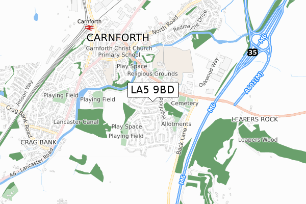 LA5 9BD map - small scale - OS Open Zoomstack (Ordnance Survey)