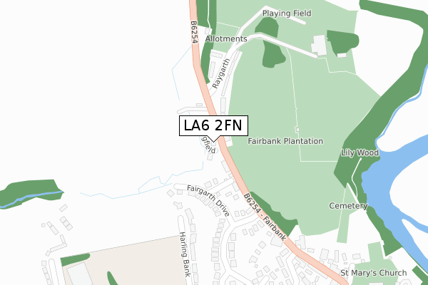 LA6 2FN map - large scale - OS Open Zoomstack (Ordnance Survey)
