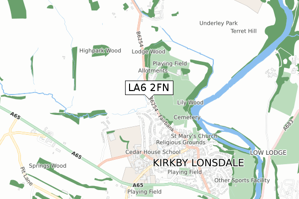 LA6 2FN map - small scale - OS Open Zoomstack (Ordnance Survey)