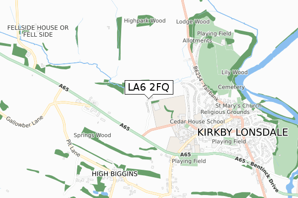 LA6 2FQ map - small scale - OS Open Zoomstack (Ordnance Survey)