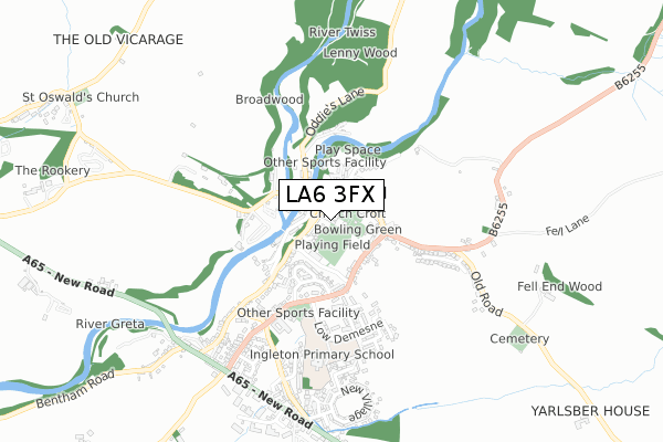LA6 3FX map - small scale - OS Open Zoomstack (Ordnance Survey)