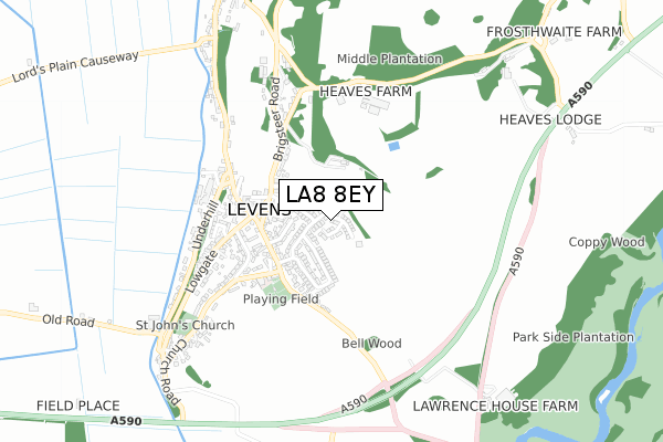 LA8 8EY map - small scale - OS Open Zoomstack (Ordnance Survey)