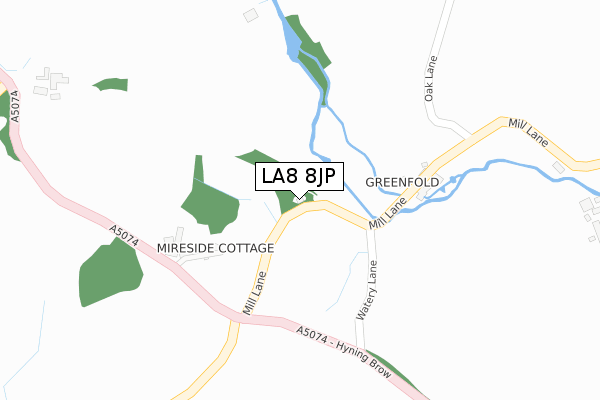 LA8 8JP map - large scale - OS Open Zoomstack (Ordnance Survey)