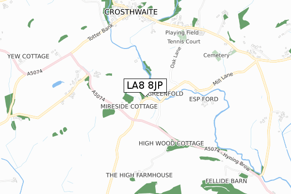 LA8 8JP map - small scale - OS Open Zoomstack (Ordnance Survey)