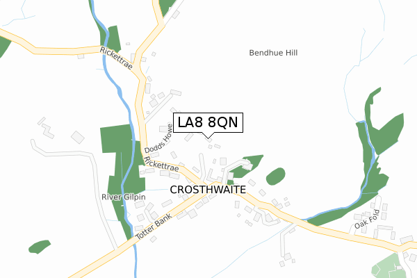 LA8 8QN map - large scale - OS Open Zoomstack (Ordnance Survey)