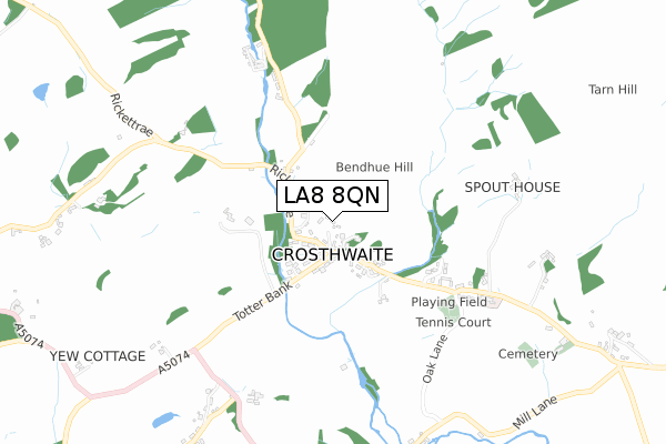 LA8 8QN map - small scale - OS Open Zoomstack (Ordnance Survey)