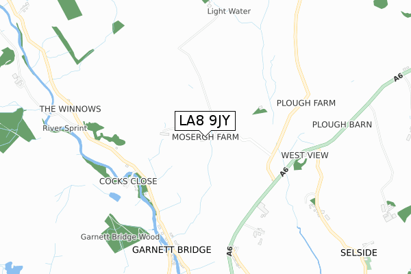 LA8 9JY map - small scale - OS Open Zoomstack (Ordnance Survey)