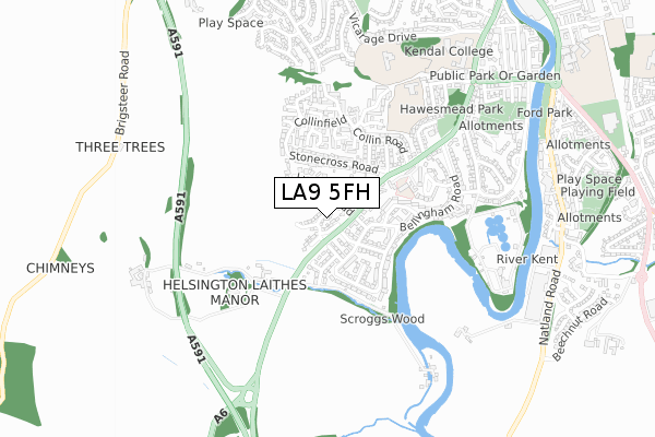 LA9 5FH map - small scale - OS Open Zoomstack (Ordnance Survey)