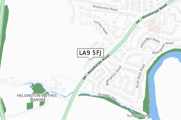 LA9 5FJ map - large scale - OS Open Zoomstack (Ordnance Survey)