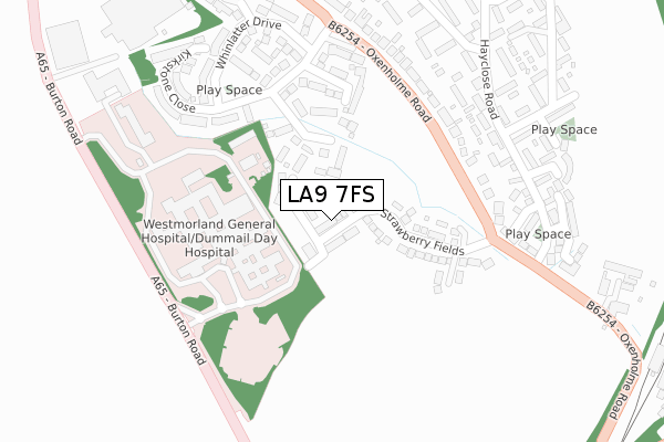 LA9 7FS map - large scale - OS Open Zoomstack (Ordnance Survey)