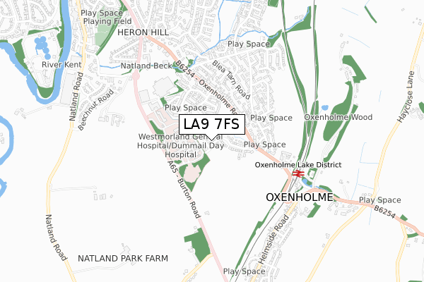 LA9 7FS map - small scale - OS Open Zoomstack (Ordnance Survey)