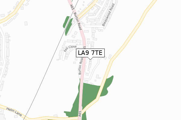 LA9 7TE map - large scale - OS Open Zoomstack (Ordnance Survey)