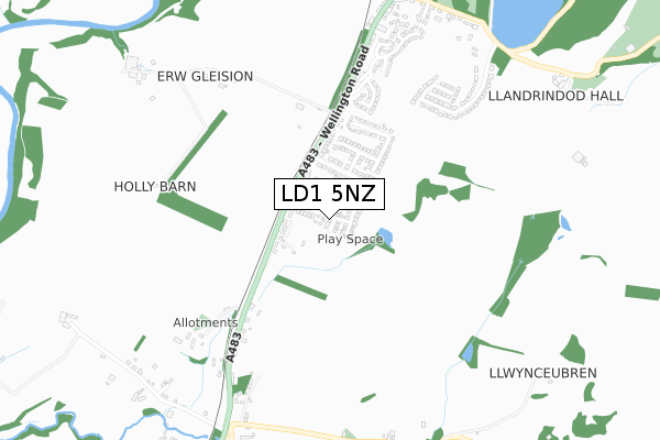 LD1 5NZ map - small scale - OS Open Zoomstack (Ordnance Survey)