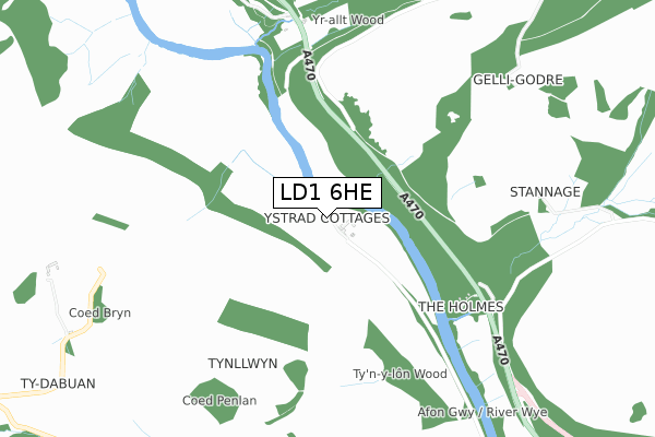 LD1 6HE map - small scale - OS Open Zoomstack (Ordnance Survey)