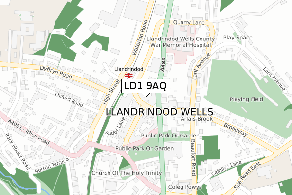 LD1 9AQ map - large scale - OS Open Zoomstack (Ordnance Survey) LD1 9AQ map - large scale - OS Open Zoomstack (Ordnance Survey)