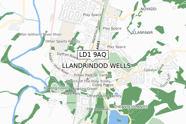LD1 9AQ map - small scale - OS Open Zoomstack (Ordnance Survey) LD1 9AQ map - small scale - OS Open Zoomstack (Ordnance Survey)