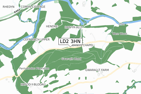 LD2 3HN map - small scale - OS Open Zoomstack (Ordnance Survey)