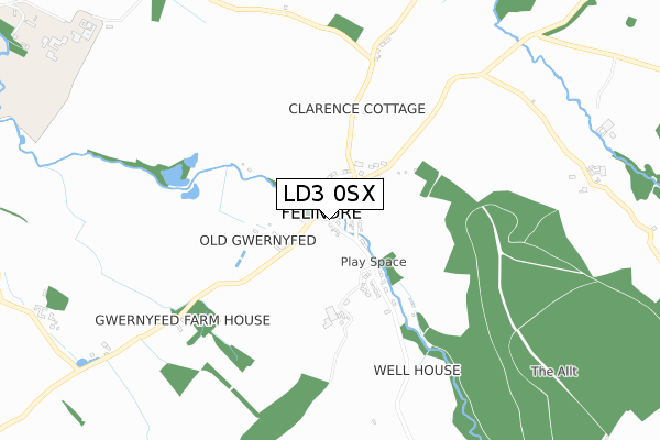 LD3 0SX map - small scale - OS Open Zoomstack (Ordnance Survey) LD3 0SX map - small scale - OS Open Zoomstack (Ordnance Survey)