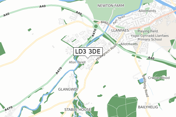 LD3 3DE map - small scale - OS Open Zoomstack (Ordnance Survey)