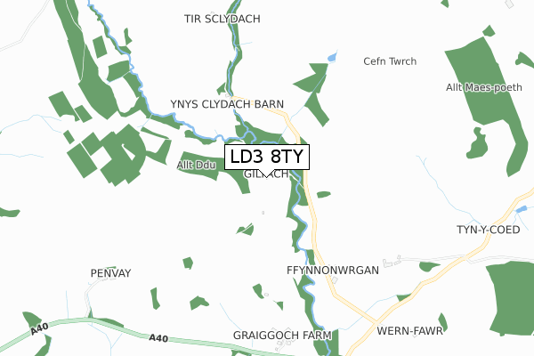 LD3 8TY map - small scale - OS Open Zoomstack (Ordnance Survey)