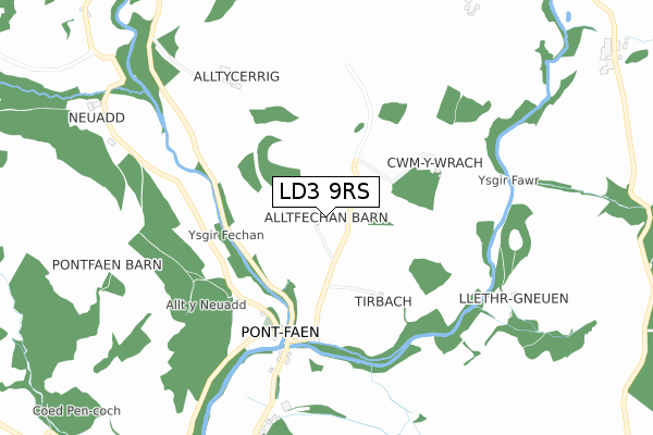 LD3 9RS map - small scale - OS Open Zoomstack (Ordnance Survey)