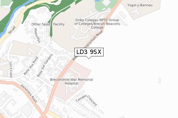 LD3 9SX map - large scale - OS Open Zoomstack (Ordnance Survey)