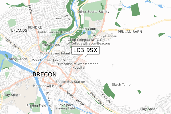 LD3 9SX map - small scale - OS Open Zoomstack (Ordnance Survey)