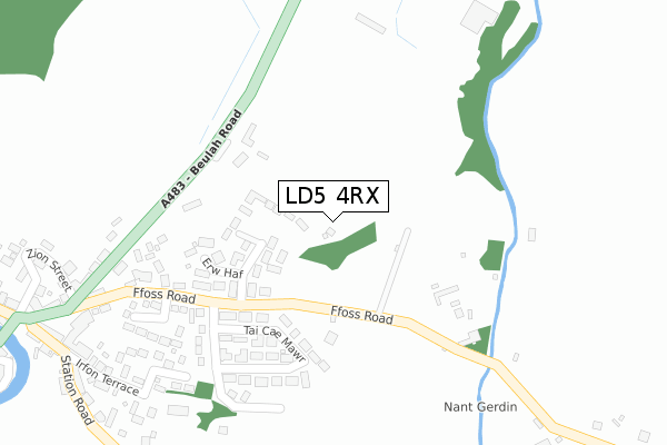 LD5 4RX map - large scale - OS Open Zoomstack (Ordnance Survey)
