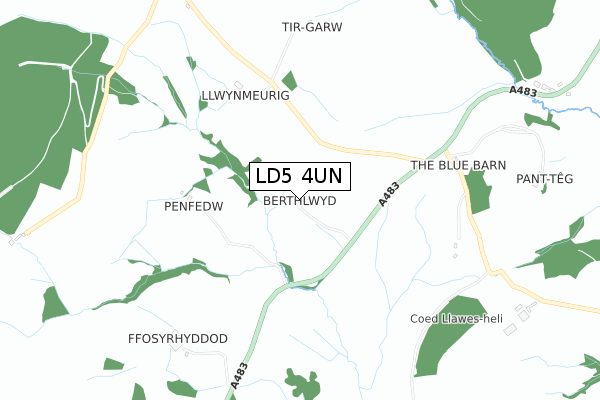 LD5 4UN map - small scale - OS Open Zoomstack (Ordnance Survey)