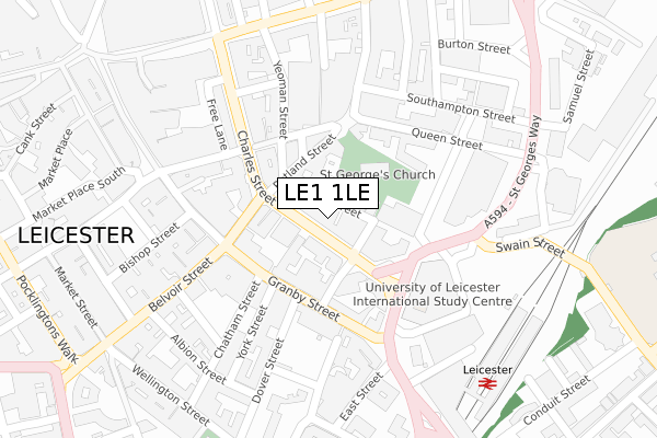 LE1 1LE map - large scale - OS Open Zoomstack (Ordnance Survey)