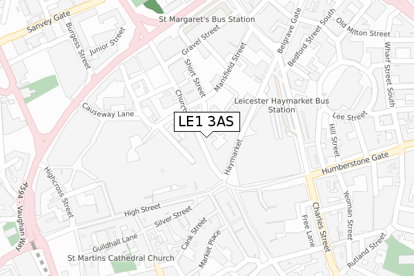 LE1 3AS map - large scale - OS Open Zoomstack (Ordnance Survey)