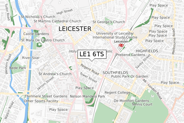LE1 6TS map - small scale - OS Open Zoomstack (Ordnance Survey) LE1 6TS map - small scale - OS Open Zoomstack (Ordnance Survey)