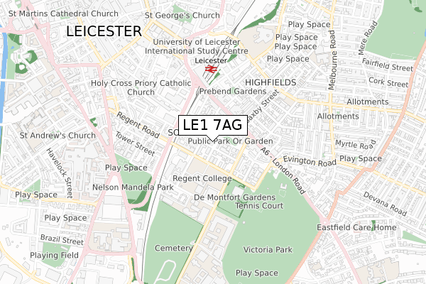LE1 7AG map - small scale - OS Open Zoomstack (Ordnance Survey) LE1 7AG map - small scale - OS Open Zoomstack (Ordnance Survey)