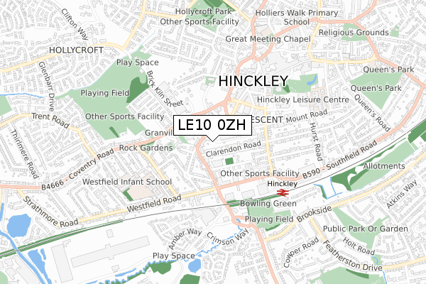 LE10 0ZH map - small scale - OS Open Zoomstack (Ordnance Survey)