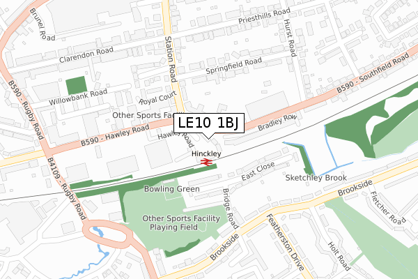 LE10 1BJ map - large scale - OS Open Zoomstack (Ordnance Survey)