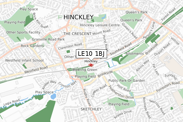 LE10 1BJ map - small scale - OS Open Zoomstack (Ordnance Survey)