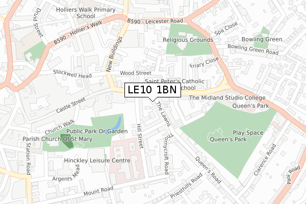 LE10 1BN map - large scale - OS Open Zoomstack (Ordnance Survey)