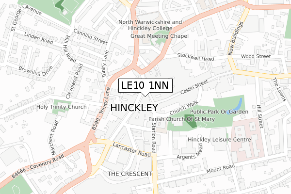 LE10 1NN map - large scale - OS Open Zoomstack (Ordnance Survey)