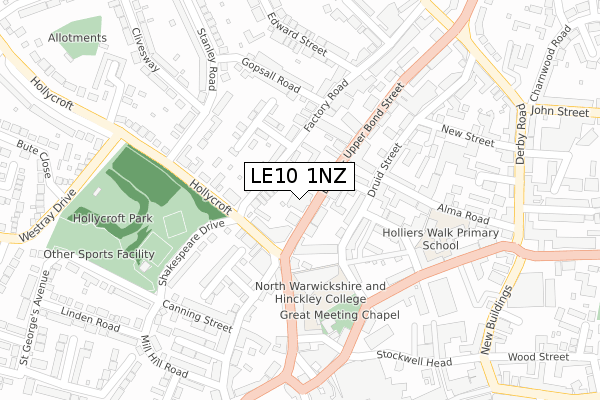 LE10 1NZ map - large scale - OS Open Zoomstack (Ordnance Survey)