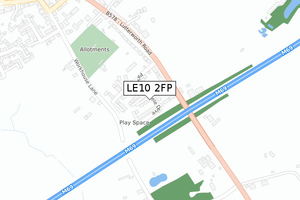 LE10 2FP map - large scale - OS Open Zoomstack (Ordnance Survey)