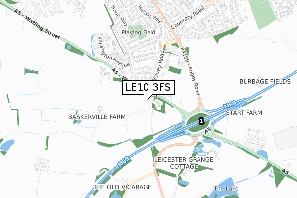 LE10 3FS map - small scale - OS Open Zoomstack (Ordnance Survey)