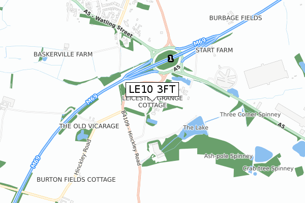 LE10 3FT map - small scale - OS Open Zoomstack (Ordnance Survey)